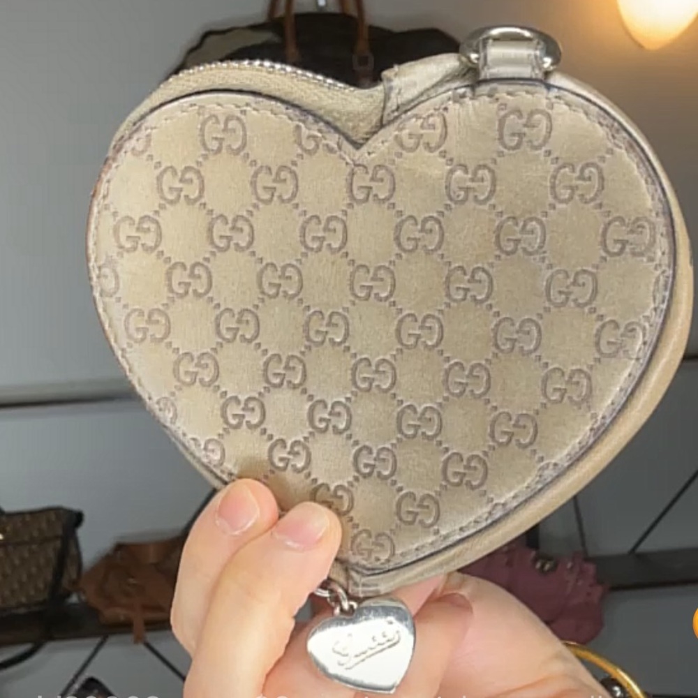 Gucci Taupe Heart shaped Coin Purse
